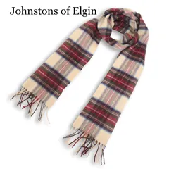 スコットランド製 Johnstons of Elgin ジョンストンズ カシミヤ100%★ タータンチェック マフラー Sz.F ユニセックス