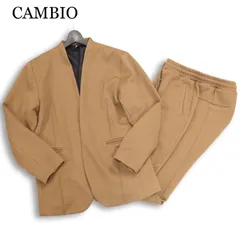 CAMBIO カンビオ 通年 膨れジャガード★ ノーカラー ジャケット & イージー パンツ セットアップ Sz.L　メンズ