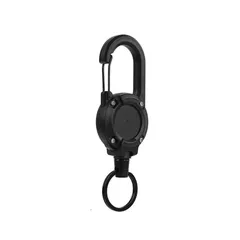 [CRAZY SHARK] リールキーホルダー 強力 カラビナ式ピンオンリール キーリール 金属ワイヤー 最長60cm キーチェーン 伸びる 丈夫 紛失防止