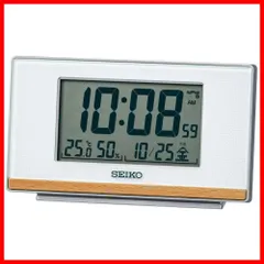 セイコークロック(Seiko Clock) 置き時計 白パール 本体サイズ:7.8×13.5×3.8cm 目覚まし時計 電波 デジタル ステップダウンスヌーズ SQ793W