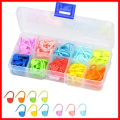 LIKENNY 段数マーカー ステッチマーカー カラフル かぎ針編み 段数マーカー 編み物 マーカー 段数リング 安全ピン 編み物ツール 編み物用品 収納ケース付き 携帯に便利 10色 120枚セット