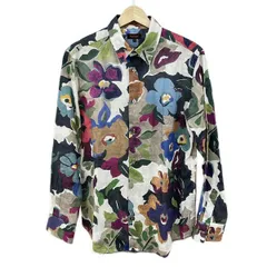 Paul Smith Collection(ポール スミス コレクション) 長袖シャツ サイズS メンズ美品  - 白×ダークグレー×マルチ 麻/花柄