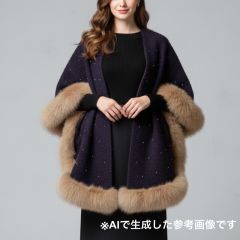 美品 特大 超大判ケープ フォックスファー ふわふわ ストール 尻尾