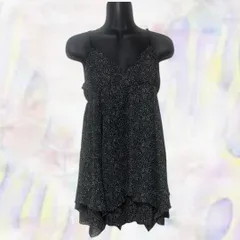 YECCA VECCA　イェッカ ヴェッカ　チュニック　ブラック　レディース　キャミワンピ　ギャザー　生地薄目　シフォン　総柄　花柄