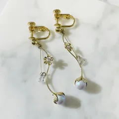 ブルーパール　フラワー　イヤリング