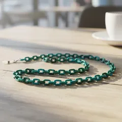 メガネチェーン ターコイズブルー マスクチェーンにも ネックレス風 おしゃれ 大人カジュアル