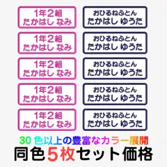 【5枚セット・選べるカラー】名入れお名前ワッペン・ネームタグ・お名前シール・オーダー刺繍：シンプル2行+α