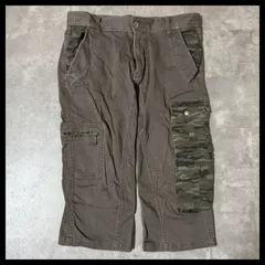 HIDEAWAYS NICOLE ミリタリーカーゴパンツ 迷彩ポケット 切替 カーキ ワーク系