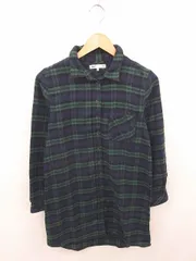 セブンデイズサンデイ SEVENDAYS＝SUNDAY ワンピース シャツ 膝下丈 チェック 綿 コットン 長袖 M 緑 紺 グリーン ネイビー /TT23