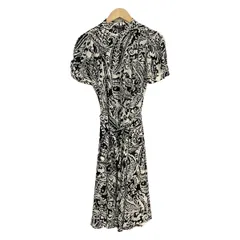 RalphLauren(ラルフローレン) ワンピース サイズ6 M レディース - 黒×アイボリー 半袖/ロング/ペイズリー柄