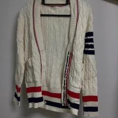 トムブラ st ) アイボリー ニット カーディガン ボーダー柄