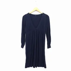 マカフィー MACPHEE トゥモローランド ワンピース フレア ロング ウール混 コットン混 透け感 ギャザー 長袖 38 紺 ネイビー /NT8