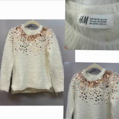 H&M キッズ スパンコール 長袖ニットトップス サイズEUR110/116