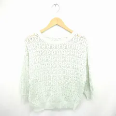 プロポーション ボディドレッシング PROPORTION BODY DRESSING ニット セーター 丸首 透け編み 綿 コットン 長袖 FR 薄緑 ミントグリーン /TT18