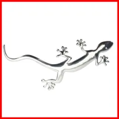 [EMY] 3D ステッカー 立体 車 エンブレム ゲッコー トカゲ ヤモリ シルバー シール 130mm×60mm 曲面もOK