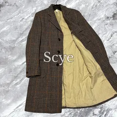 Scye サイ チェスターコート ロングコート ウール グレンチェック 本切羽 ブラウン系 茶色系 サイズ38 M相当