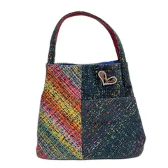 ThinkBee(シンクビー) トートバッグ - ネイビー×ピンク×マルチ ハート/ラインストーン