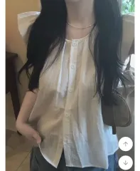 新品) フリル ノースリーブ ブラウス