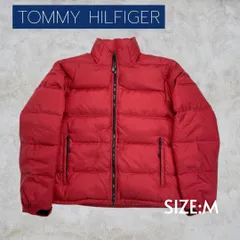 古着／TOMMY HILFIGER／トミーヒルフィガー／ナイロン／防寒／ダウンジャケット／メンズ／Mサイズ／レッド／送料込み