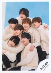 【中古】生写真(STARTO) なにわ男子/集合(7人)/膝上/DIGITAL SINGLE「ありがとう心から / 勇気100％」ジャケ写オフショット/公式生写真