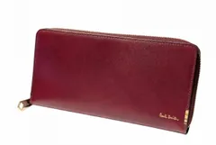 未使用 ポールスミス ラウンドファスナー 長財布 PSQ098 ワイン　ワインレッド　ボルドー　マルチストライプ レザー ジップアラウンド ジッピー 財布 Paul Smith メンズ　レディース