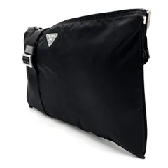 【良品】PRADA プラダ ショルダーバッグ トートバッグ ワンショルダーバッグ 三角プレート ナイロン ブラック 黒色 ユニセックス 男女兼用 メンズ レディース