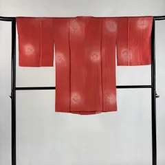 道行 身丈88cm 裄丈64cm M 和装コート 角衿 草花 ぼかし ピンク 正絹 秀品 【中古】