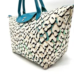 【良品】Longchamp ロンシャン 総柄 ハンドバッグ キャンバス トート マルチカラー レディース ユニセックス