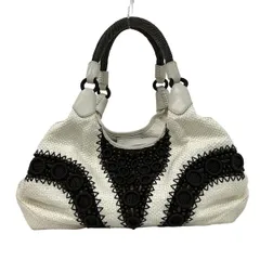 COLE HAAN(コールハーン) トートバッグ - 白×ダークブラウン コットン