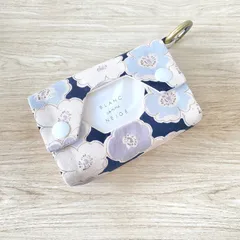 ハンドメイド ポケットティッシュケース カラビナ付き ポピー柄