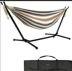 自立式 ハンモック ストライプ柄 屋内外対応 耐荷重300kg 収納バッグ付き【3色展開（グレー・グリーン・レッド系）】