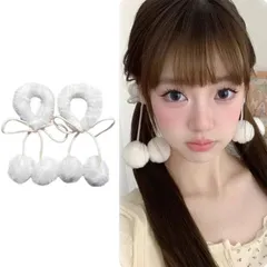 在庫処分 髪ゴム ヘアーバンド おしゃれ 髪留め 髪飾り【2個セット】ヘアゴム ヘアアクセサリー モコモコした 柔らかくて快適 髪に優しい シュシュ 大人 子供 レディース