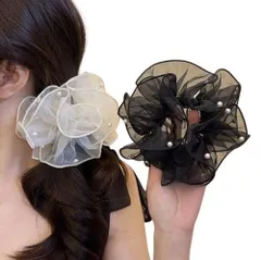 数量限定 パール 優雅的 ヘアアクセサリー ボリューム 大きめ おしゃれ 髪ゴム 大人 跡がつかない 髪留め レディース ヘアゴム エレガント 【2026初登】大きめ 髪飾り 髪に優しい シュシュ ギフト 2本セット プレゼント