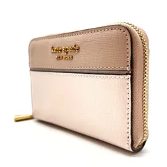 【良品】katespade ケイトスペード 長財布 ロングウォレット ラウンドファスナー レザー 革 ベージュ 肌色 バイカラー  ユニセックス 男女兼用 メンズ レディース