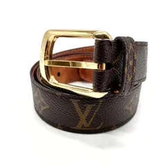 【良品】LOUIS VUITTON ルイヴィトン ベルト 80 サンチュール エリプス モノグラム pvc ゴールド金具 ブラウン 茶色 ユニセックス 男女兼用 メンズ レディース