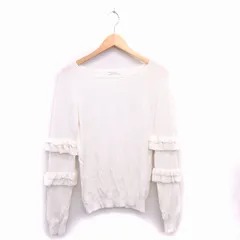 アースミュージック&エコロジー EARTH MUSIC & ECOLOGY ニット セーター ボートネック 長袖 リブ フリル F ホワイト 白 /HT5