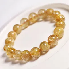 【1粒】天然水晶ビーズ ゴールドルチルビーズ DIY用ブレスレット用ビーズハンドメイドブレスレット素材10mm