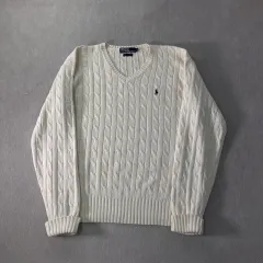 100 POLO RALPH LAUREN(ポロラルフローレン) ケーブル編み Vネック ニット