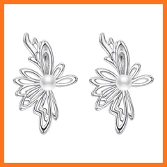 【新品】 Airokiy 蝶々ピアス レディース シルバー 小さい アレルギー対応 人気 ファッション パール ピアス 0