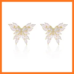 【新品】 HAPVITAL ピアス レディース 人気 シルバー925金属アレルギー対応ジルコニアアクセサリー揺れるキラキラ人気ー対応可愛 ピアスいキラキラ ファッション 安心の金属 (蝶真珠デザイン) 0