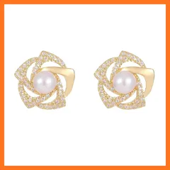 【新品】 HAPVITAL ピアス レディース 人気 シルバー925金属アレルギー対応ジルコニアアクセサリー揺れるキラキラ人気ー対応可愛 ピアスいキラキラ ファッション 安心の金属 (フラワー・パール) 1