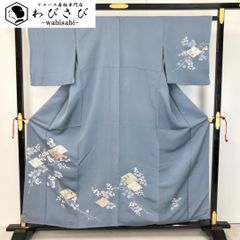 ☆ 付下げ 紬 花模様 暈し 灰色 ガード加工 トールサイズ K-5372 付下げ 紬 花模様 暈し 灰色 ガード加工 トールサイズ K-5372