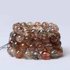 【1粒】天然7AブラックゴールドスーパーセブンビーズクリスタルビーズDIYブレスレットハンドメイドブレスレット素材12mm