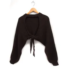 ムルーア MURUA ニット カーディガン ボレロ リボン 無地 1 ブラウン 茶 /FT43