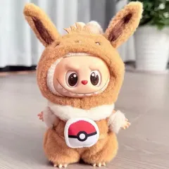 Labubu（ラブブ）用 着せ替え衣装 ポケモン イーブイ 着ぐるみコーデ／フード一体型 POP MART ぬいぐるみ服　ぬい服　着せ替え　コスチューム　ぬいぐるみペンダント　No.41
