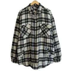 シャツジャケット キルティング裏地 チェック柄 ポケット付き 厚手長袖シャツ 白×黒×グレー×多色 XXLサイズ No.M214