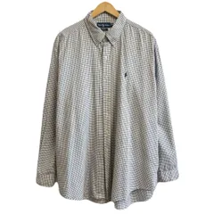 Ralph Lauren ラルフローレン BLAKE ボタンダウンシャツ コットンシャツ チェック柄 長袖シャツ ワンポイントロゴ 刺繍 白×紺×青 XXLサイズ No.M215