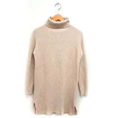 ナチュラルビューティーベーシック NATURAL BEAUTY BASIC ニット タートルネック ワンピース Iライン ミニ スリット リブ 長袖 M ベージュ /NT25