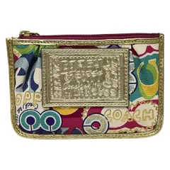 COACH(コーチ) コインケース - ピンク×ゴールド×マルチ キーリング付き レザー