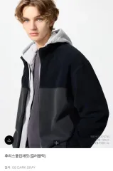 L ユニクロ フリース フルジップアップ ジャケット カラーブロック